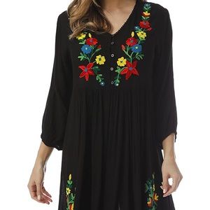Floral Embroidered Flowy Dress